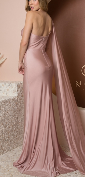 Navy or Dusty rose sheath long bridesmaids mother of the bride dress - Picture 3 of 6